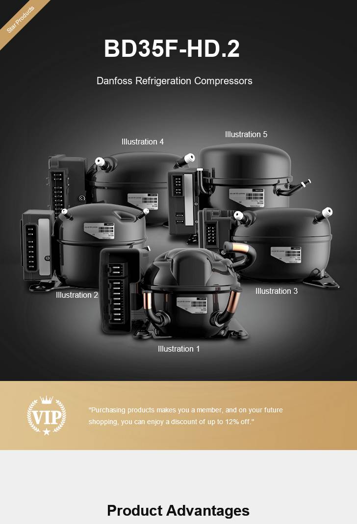 Danfoss Compressor BD35F-HD.2, technical parameters pdf, structure diagram